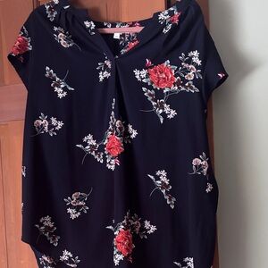 Fun 2 Fun Navy Floral Blouse